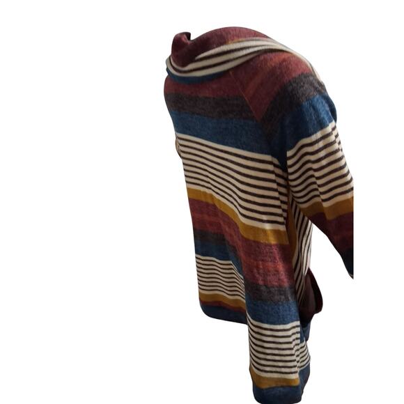 Y2K Vintage Young at Heart Women's size Large Cowl Neck Striped Pocket Tunic Top - Picture 7 of 12